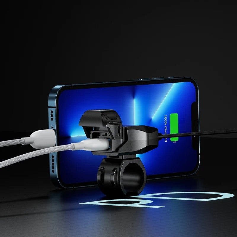 Bluejw شاحن USB للدراجات النارية، محول USB-C PD مقاوم للماء بقوة 36 واط مع مفتاح وحامل هاتف للشحن، متوافق مع السيارات - Image 4